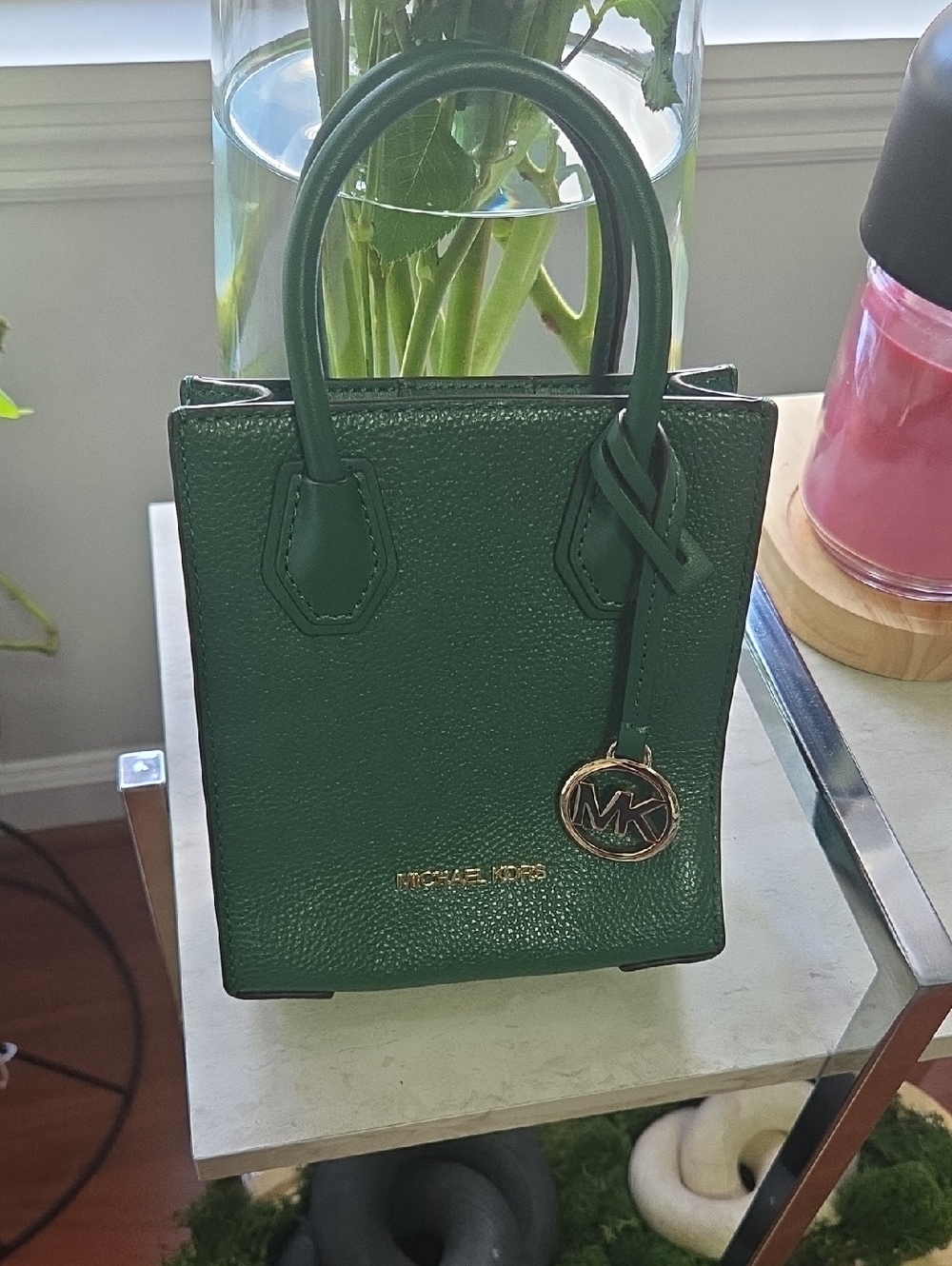 Michael Kors Jewel Green Mini Mercer Bag with MK Charm